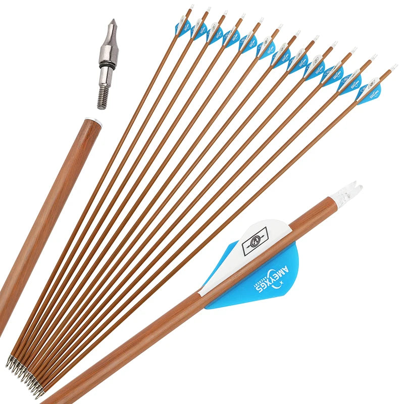 Archery Arrows 30 Inch Camo Mixed Carbon Spine 500 ID6.2mm with Rubber Vanes