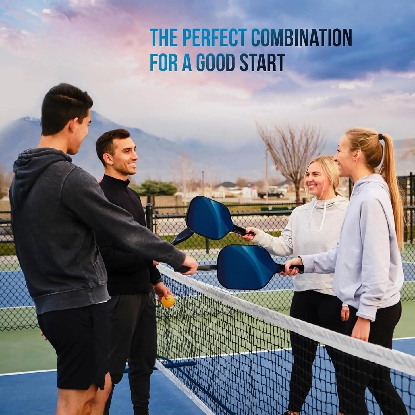 -Portable Pickleball Set with Net  4 USAPA Approved Graphite Paddles, Duffle Bag, Regulation Size Pickleball Net System,