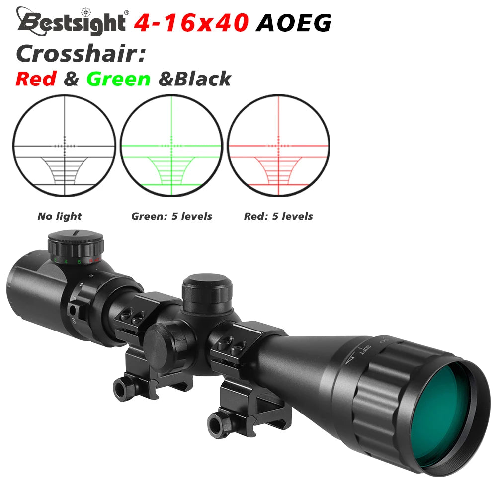 4-16X40 AOE Optics Hunting Riflescope Red&Green Dot Illuminated Sight