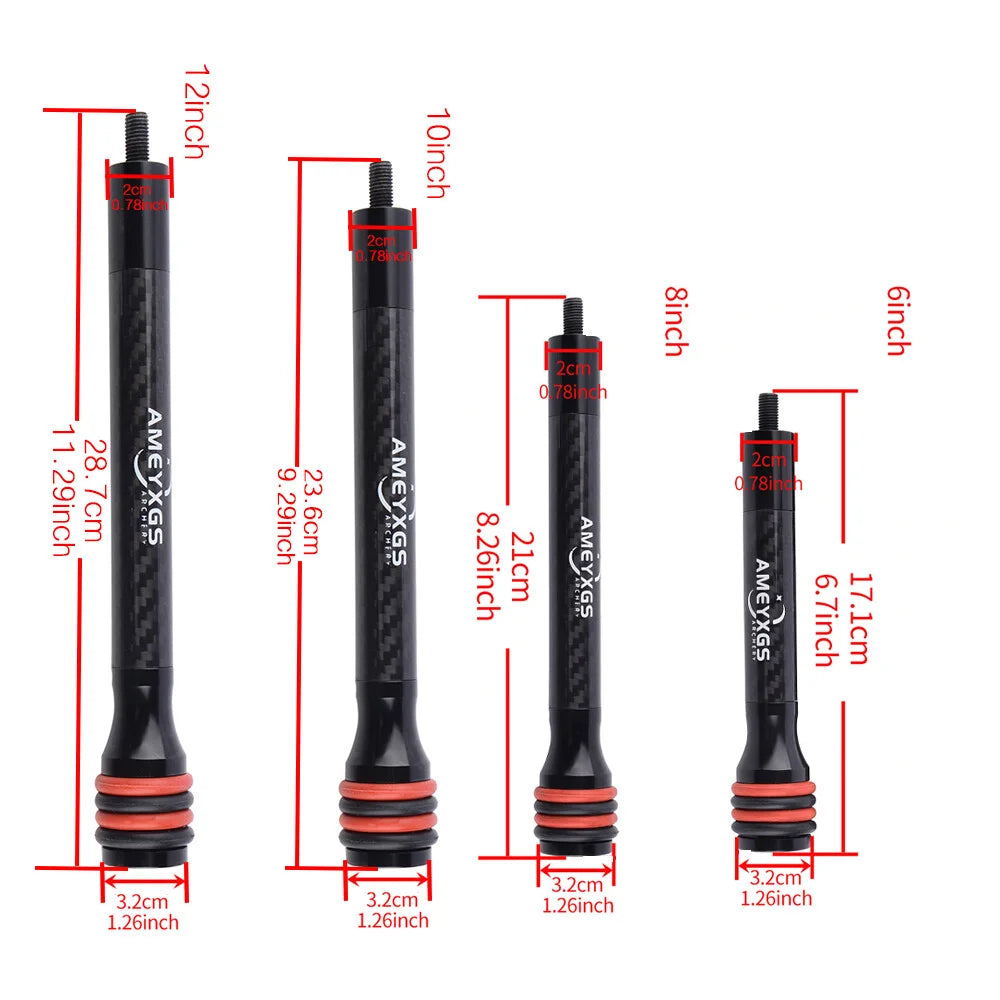 6/8/10/12 Inch Bow Vibration Damper Stabilizer Lightweight Carbon Fiber Balance Rod OD20mm Standard Interface Shock Absorber Bar Reduce Recoil