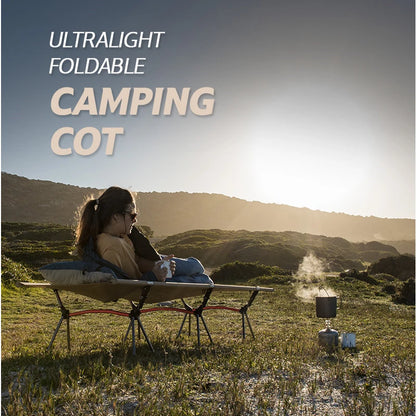 WESTTUNE Camping Cot with Leg Extenders Portable Folding Bed Ultralight