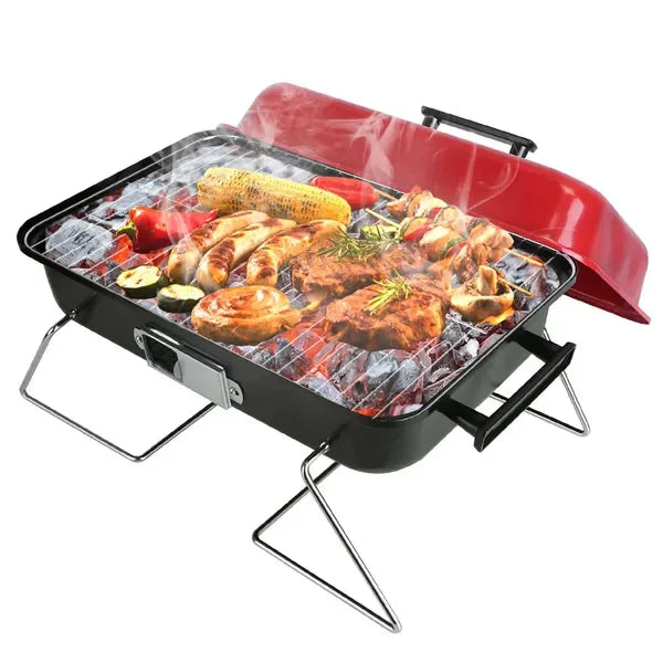 Portable Barbecue Smoker Charcoal Grill Outdoor Tabletop Grill Small Folding With Lid