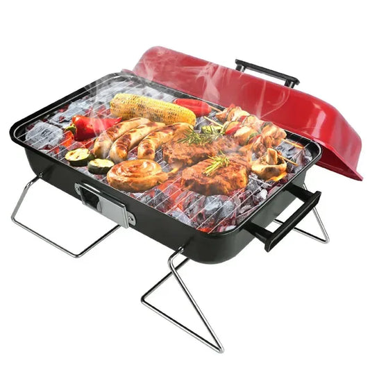 Portable Barbecue Smoker Charcoal Grill Outdoor Tabletop Grill Small Folding With Lid