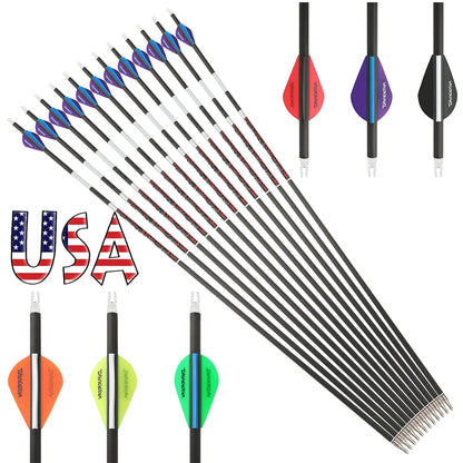 Pure Carbon Arrows 12Pcs Multi-Spine 300/400/500 ±0.003" Straightness 6.2mm ID
