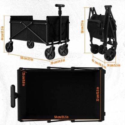 4-Wheel Foldable  Handcart | Heavy-Duty Cargo Transport w/ One-Hand Carry | Portable Foldable Design for Easy Storage