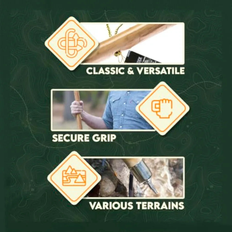 Heavy Duty Wooden Walking Stick  Durable 60 Inch Support Pole with Ergonomic Grip