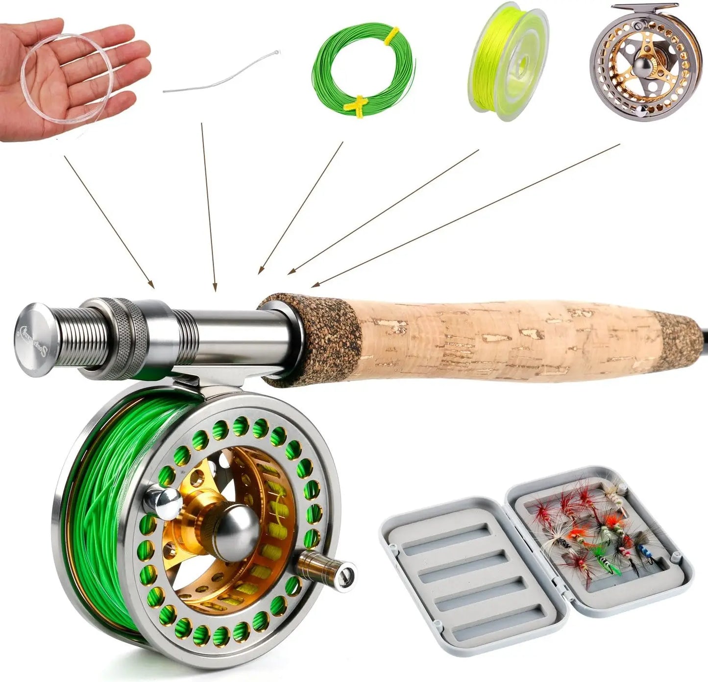 Lightweight Fly Fishing Rod Reel Combo with CNC Aluminum Alloy Reel, Complete Starter Package