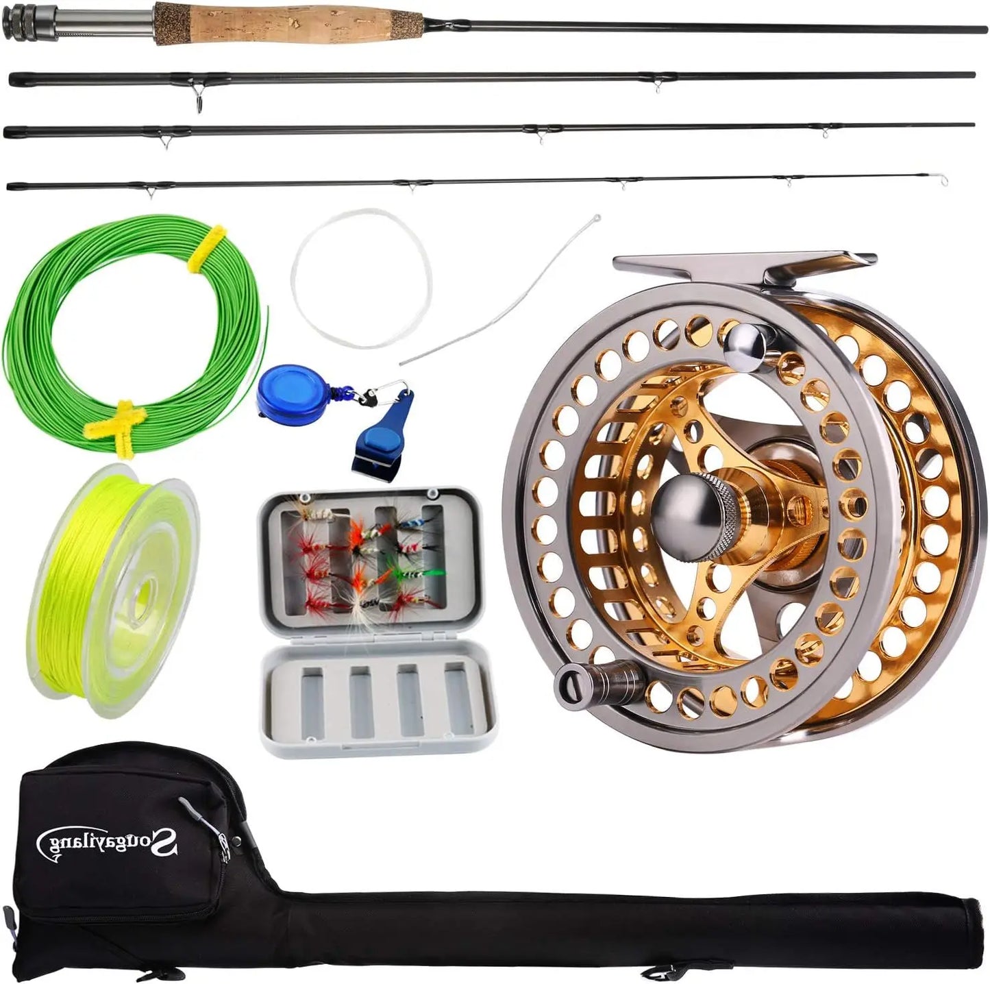 Lightweight Fly Fishing Rod Reel Combo with CNC Aluminum Alloy Reel, Complete Starter Package