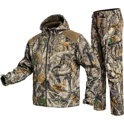 Quiet Hunting Suit Camouflage Softshell Hoodie Jacket  Men's