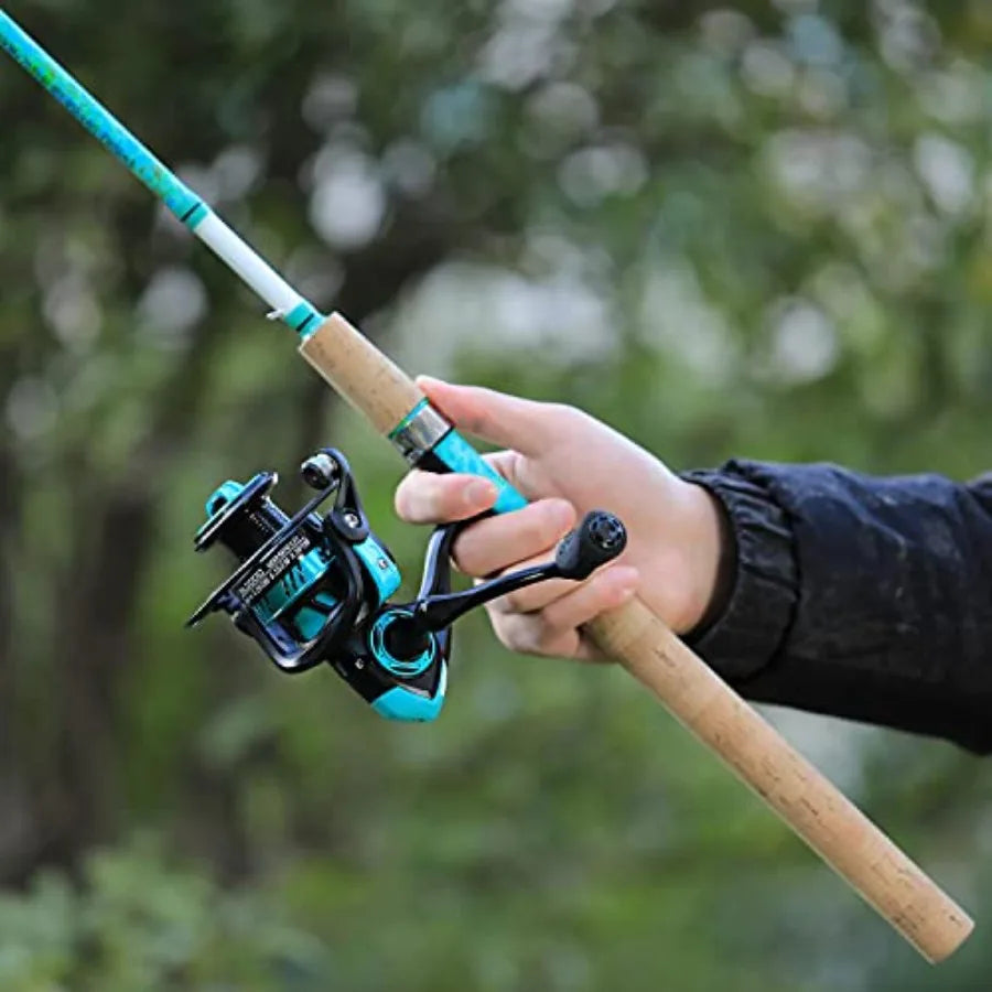 Fishing Rod and Reel Combo, 2-Piece 5-Foot 6-Inch Graphite and Fiberglass Rod, Durable and Strong, Quickset Anti-Reverse Fishin