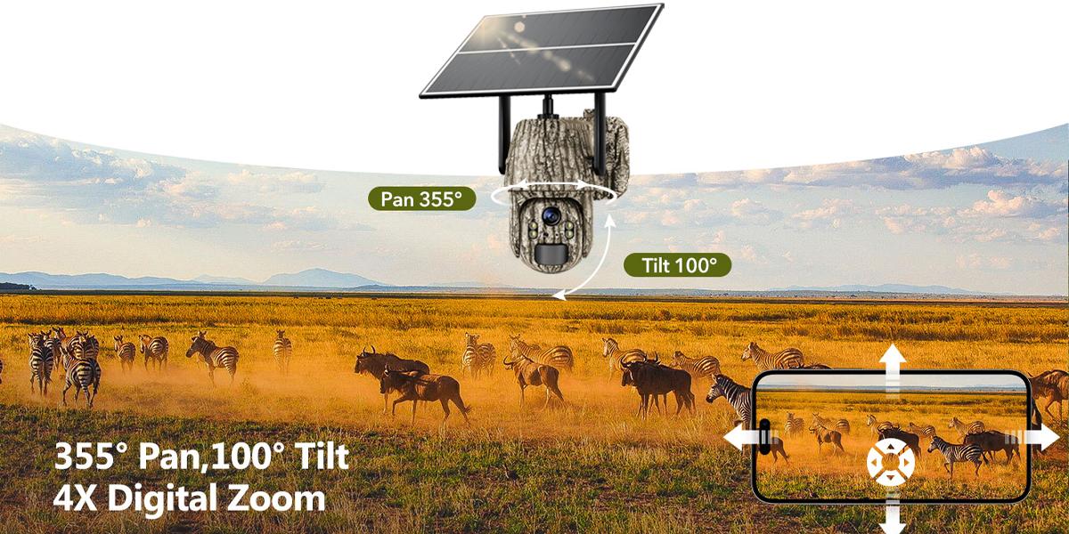 2 Pack 4G LTE Cellular Trail Cameras, Supports Cellular Data Plan, 360°Full View Live Video, 2K HD Game Camera with Solar Power,