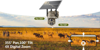 2 Pack 4G LTE Cellular Trail Cameras, Supports Cellular Data Plan, 360°Full View Live Video, 2K HD Game Camera with Solar Power,